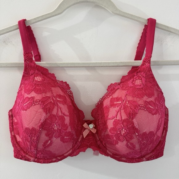 Victorias Secret 34DD Body By Victoria Lined Perfect Coverage Demi Pink Lace - Picture 1 of 7